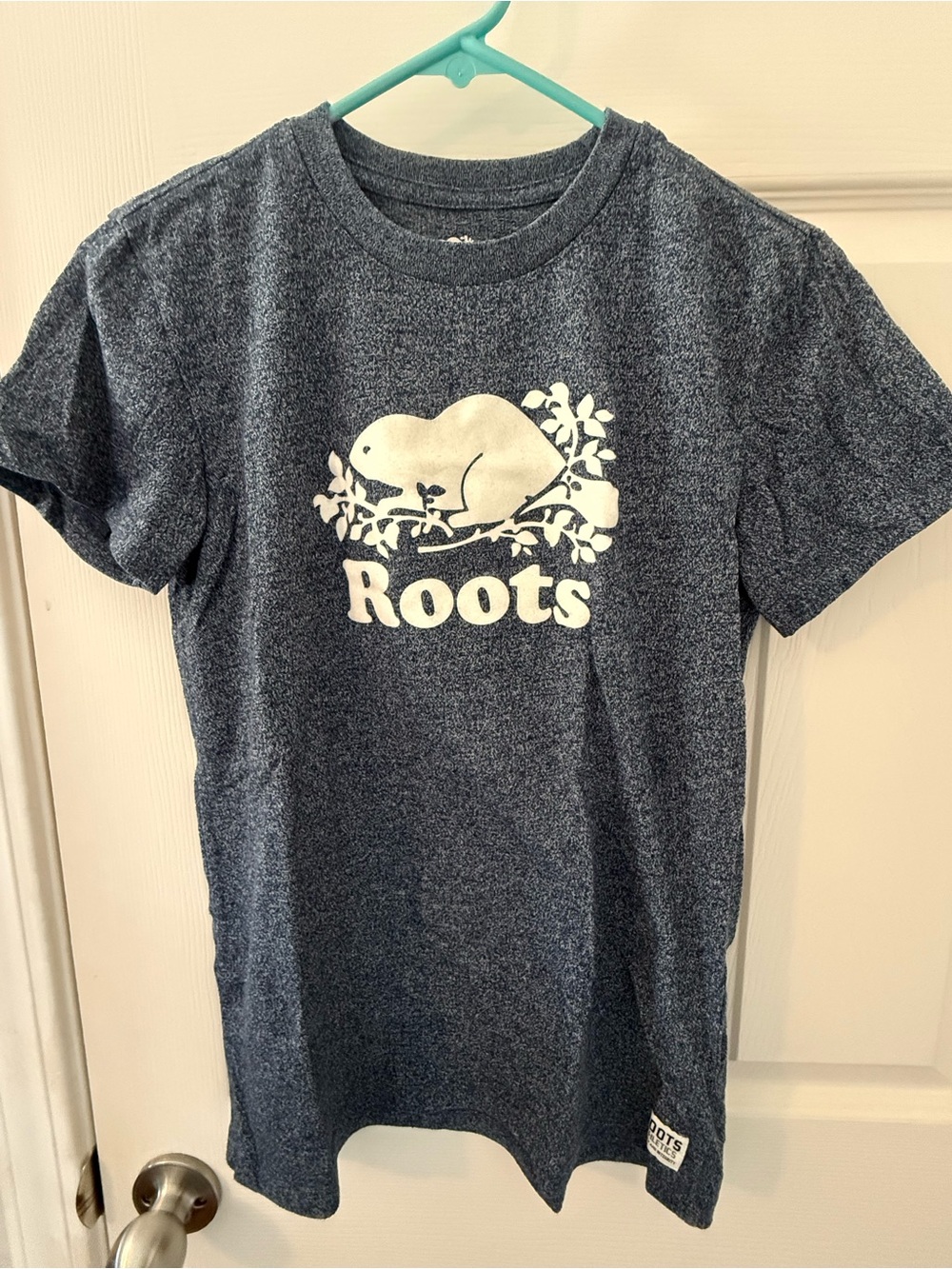 Roots Navy Heather Beaver Logo Short Sleeve Tee